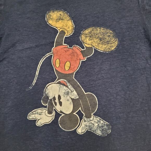 Disney Mickey-Mouse Ringer Shirt Womens XS/S 17x25 Navy-Blue - Picture 5 of 11